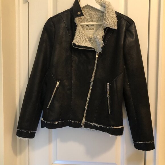 Dylan Suede Jacket with Sherpa Interior Black/Cream Size XS - Picture 1 of 11